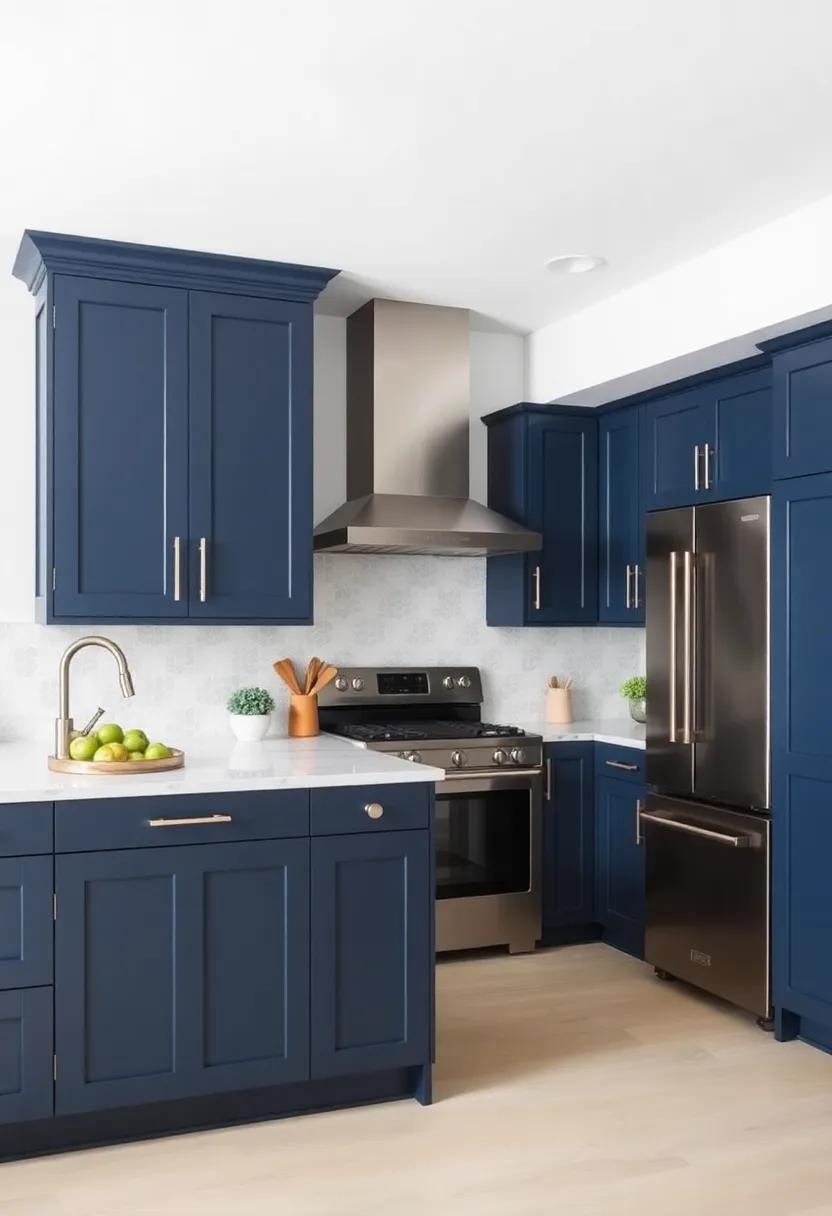 Making a Statement: Bold ​Hardware Choices for Navy cabinets