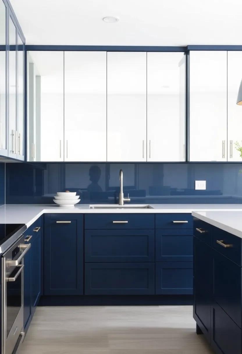 Reflections of Style: Using Glass and Mirrors with Navy cabinets