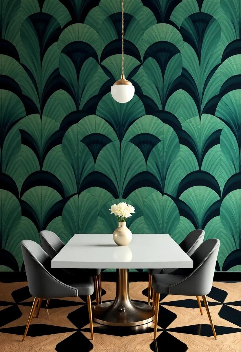 Geometric Patterns: Incorporate bold geometric‍ patterns through wallpaper or textiles that echo the Art Deco aesthetic,⁤ creating a⁤ visually dynamic backdrop for your ‌dining area