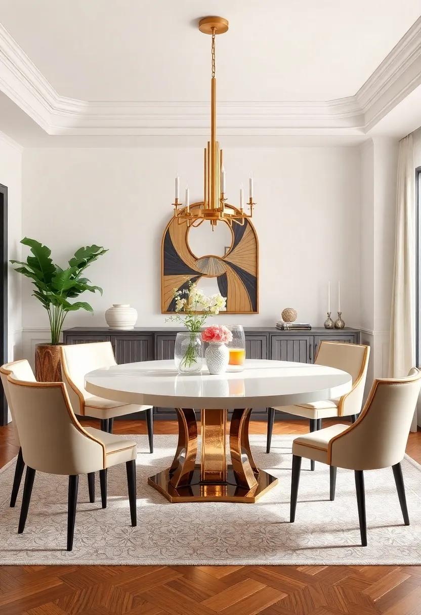 Unique Table Shapes: Consider unconventional table shapes, like a round⁣ or oval design, which not ‌only encourage ‍conversation but also highlight‍ the era’s⁢ elegance