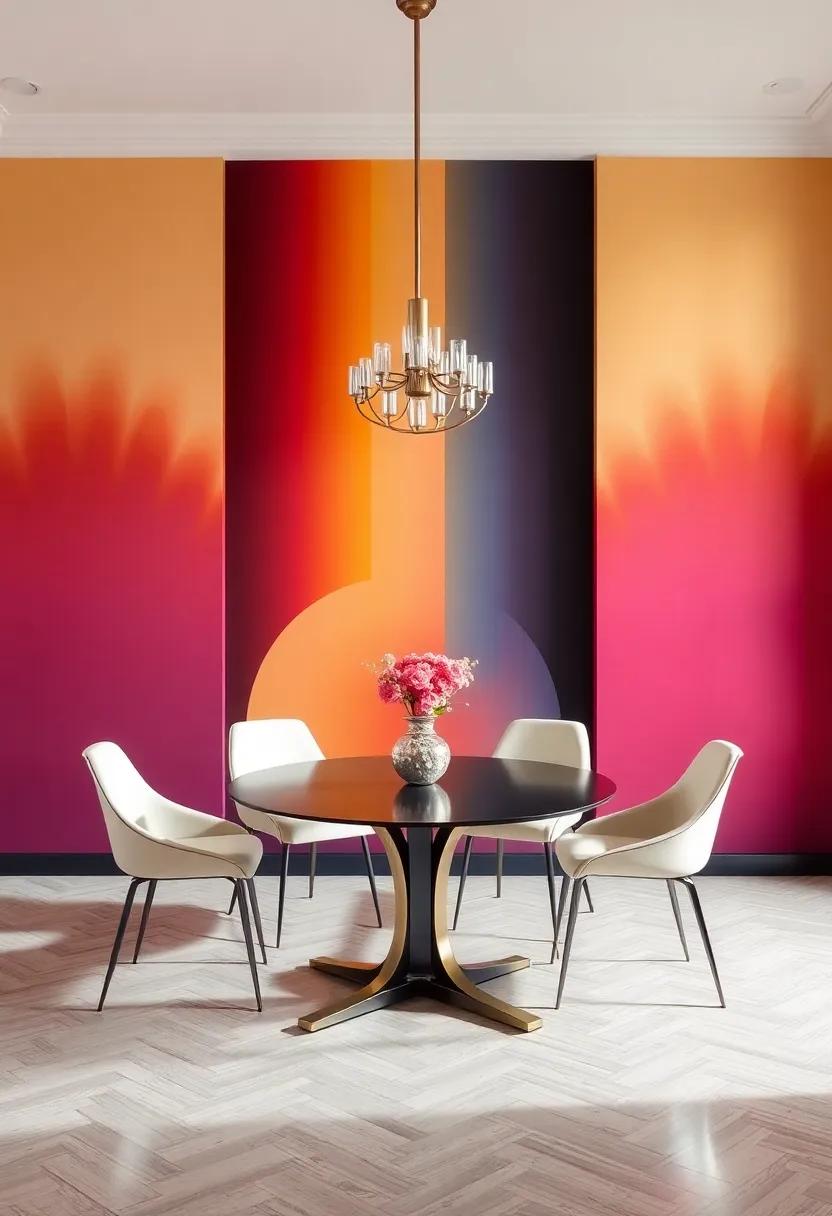 Color Gradient Walls:⁢ Experiment with a gradient paint technique in Art deco colors to create visual ‍intrigue‍ and ⁣depth on your dining room⁤ walls