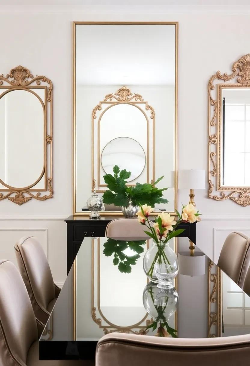 Decorative Mirrors: Incorporate large, ornately framed mirrors ⁣to⁤ enhance light and space, a⁤ hallmark of art Deco design that adds‌ depth to your dining room