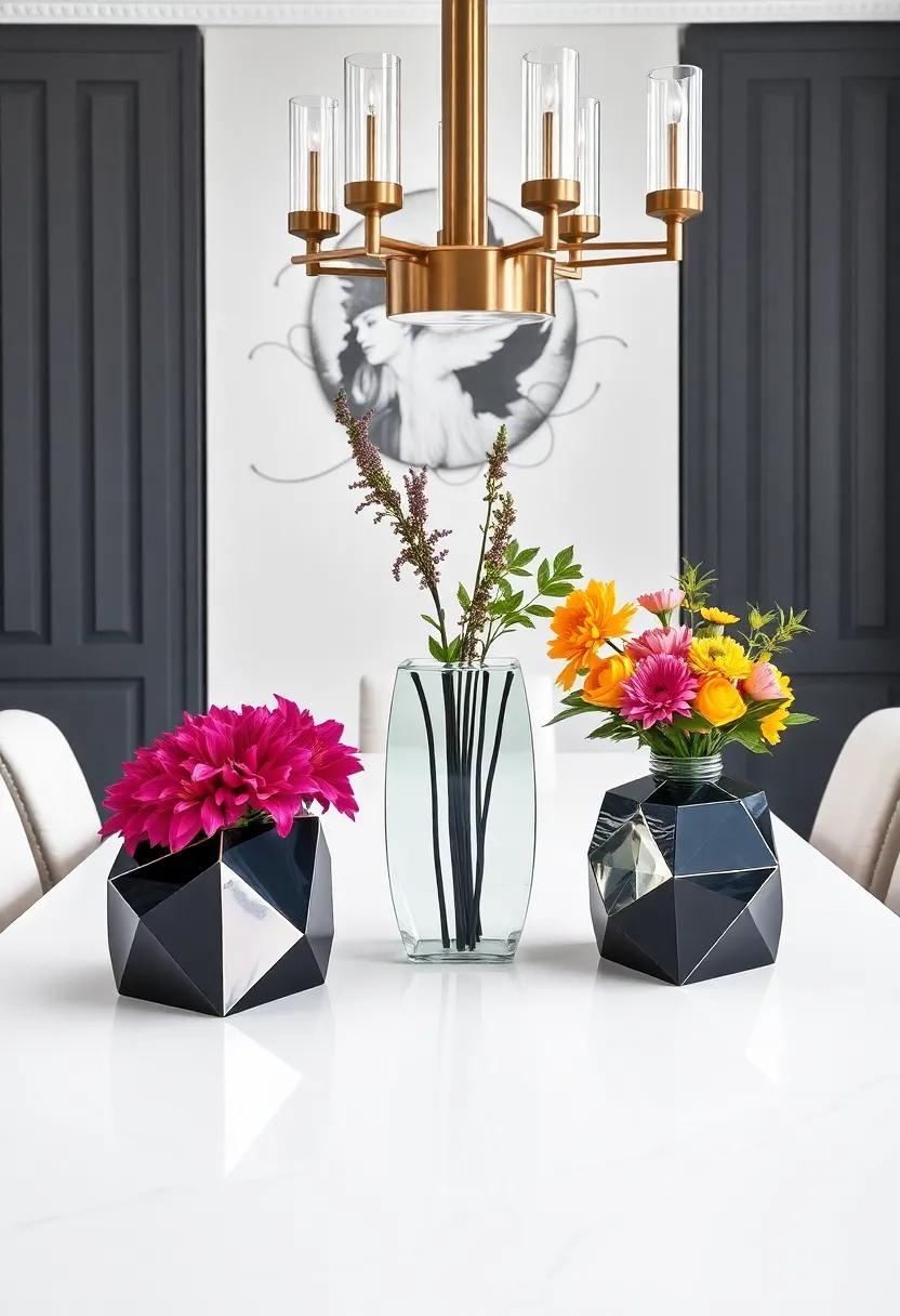Striking ‌Centerpieces: Create bold centerpieces using geometric vases filled⁤ with elegant flowers or colorful ​fruits, accentuating the art Deco theme through thoughtful displays