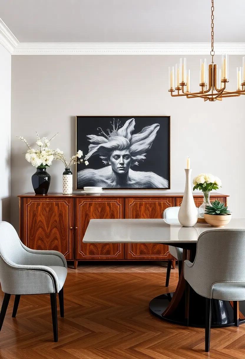 Refined Sideboards: Invest in a sideboard with intricate ⁤inlays or bold​ detailing, which ​serves as both a practical storage solution and a statement piece in your​ dining⁤ room