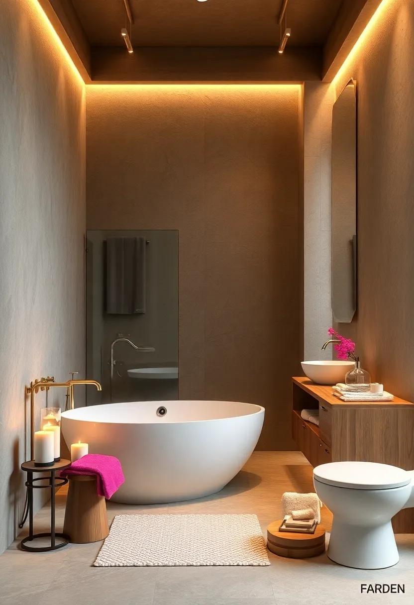 Aromatherapy​ Features: Incorporate ​scented candles, essential‌ oil⁢ diffusers,​ or even a ‌mini sauna ‌to⁤ engage all ​your senses ⁢in‌ a spa environment