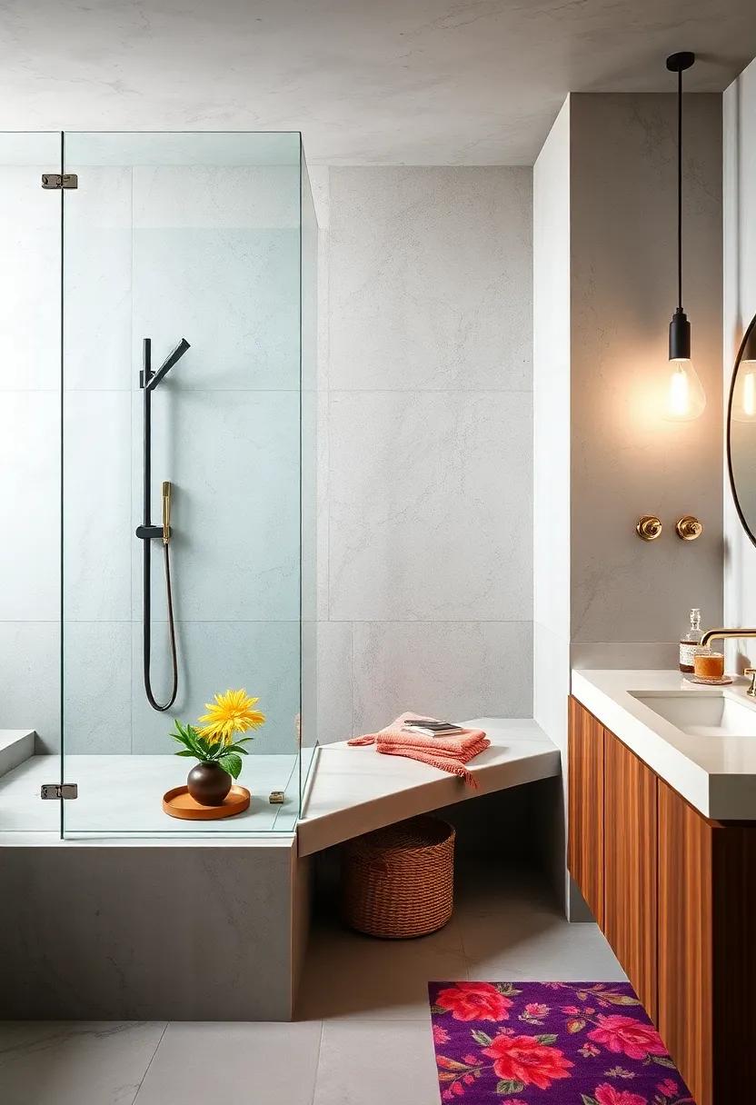 Unexpected shower​ Bench Placement for a⁣ Daring Design Statement