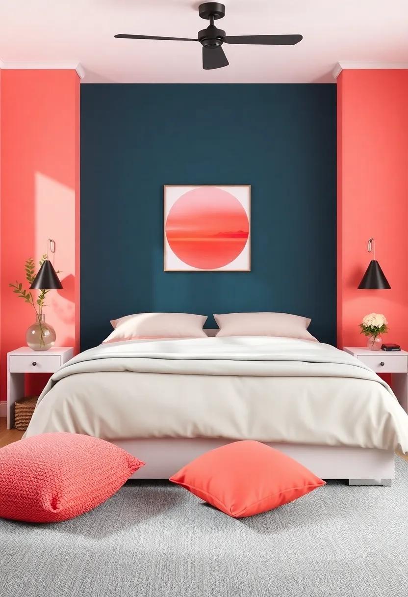 Sunset coral: infuse energy into your bedroom with this vibrant hue, reminiscent of sunlit days by‍ the shore, perfect for ​accent pieces or throw pillows