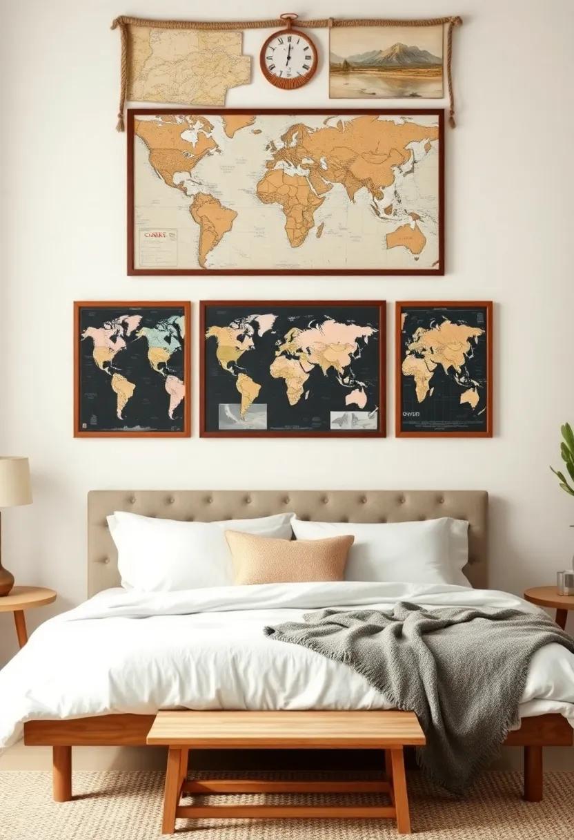 Travel-Inspired Wall:⁤ Create an art wall showcasing maps and souvenirs from your travels for endless inspiration