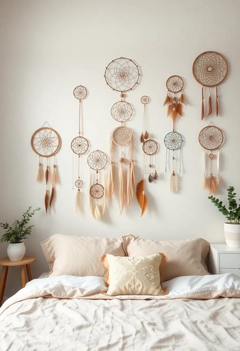 Bohemian Dreams: Curate a collection of dreamcatchers‌ in⁣ varying sizes and materials ​for a whimsical layered effect