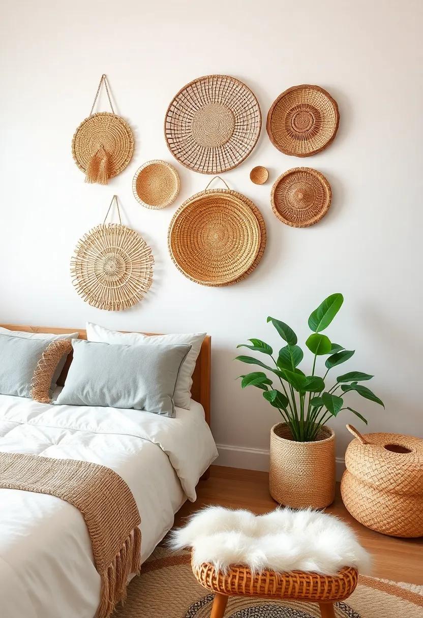 artful ⁢Baskets: Hang ‍varied woven baskets as art⁣ pieces, filling‍ the wall with texture and ​a hint of nature
