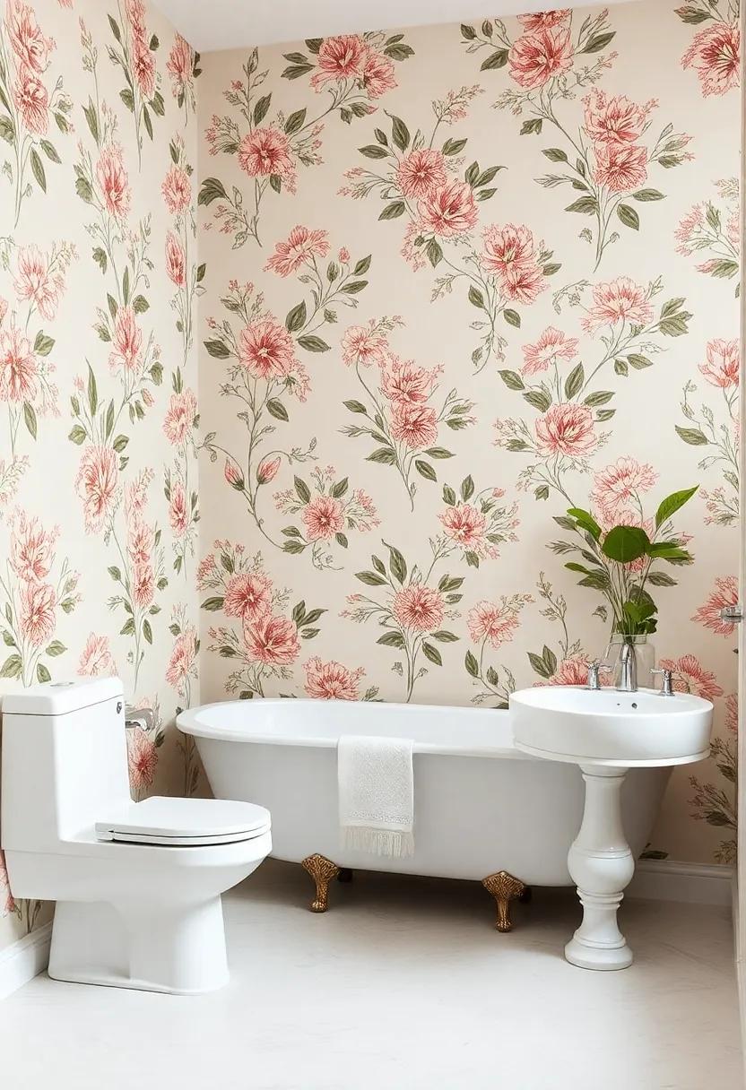 Floral‍ Patterns: Celebrating Nature with Vintage Wallpaper in Bathroom Spaces