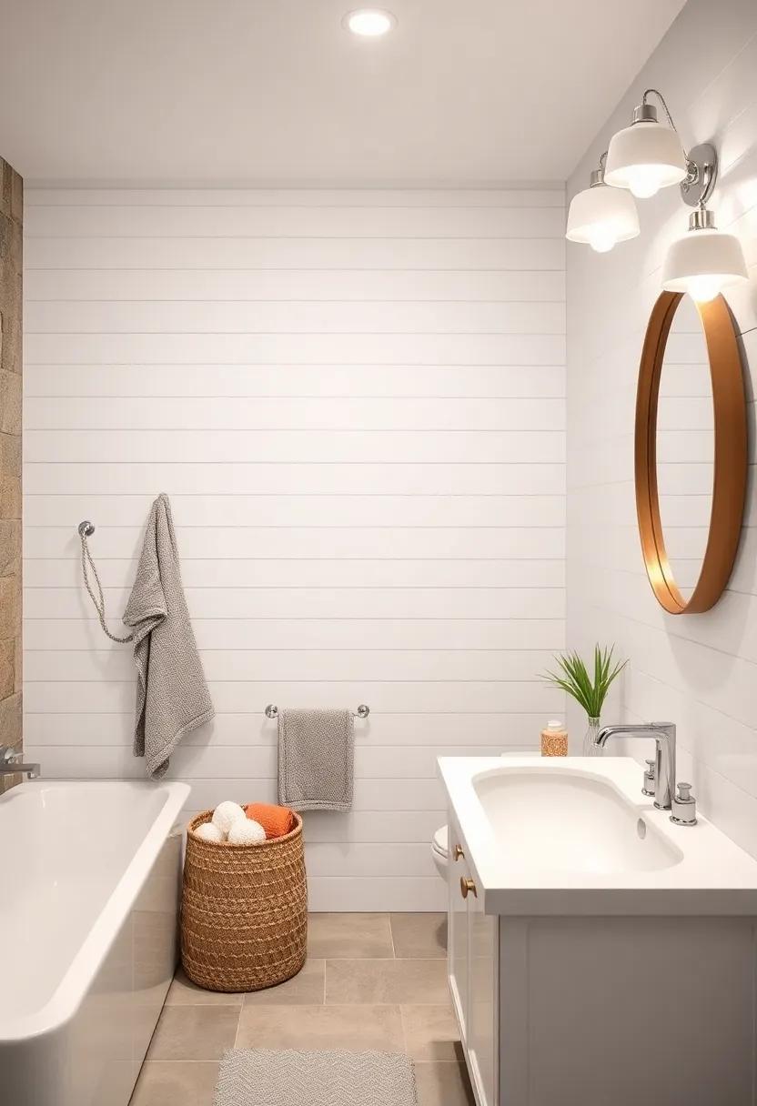 Utilize Shiplap as a Backdrop for Stylish bathroom Lighting