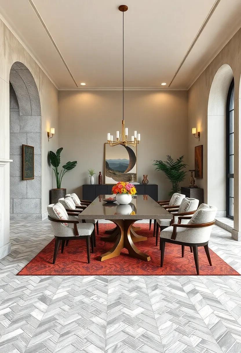 Consider classic herringbone tiles to⁣ infuse your dining area with intricate patterns⁤ and timeless sophistication