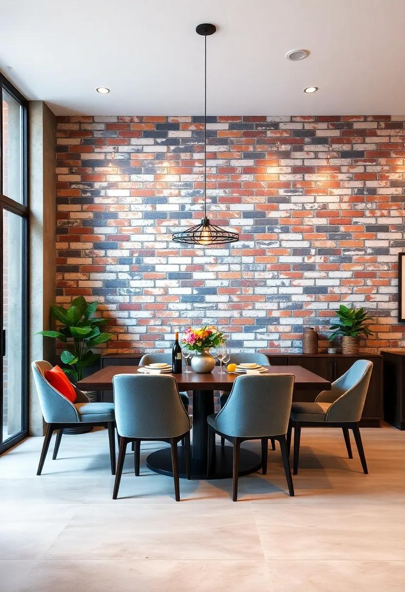 Faux Brick Paneling: Create an urban, industrial look with faux ⁣brick panels, adding character and a rustic ‌edge to your‍ dining space