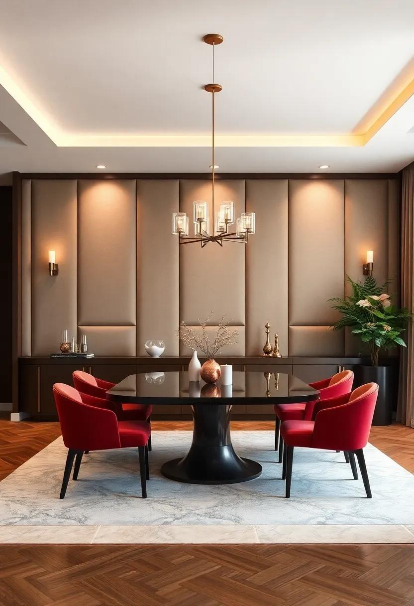 velvet Upholstered Panels: Add luxury with‍ velvet-covered wall ‌panels, providing both⁤ comfort and⁢ visual richness to⁣ your dining ⁢area