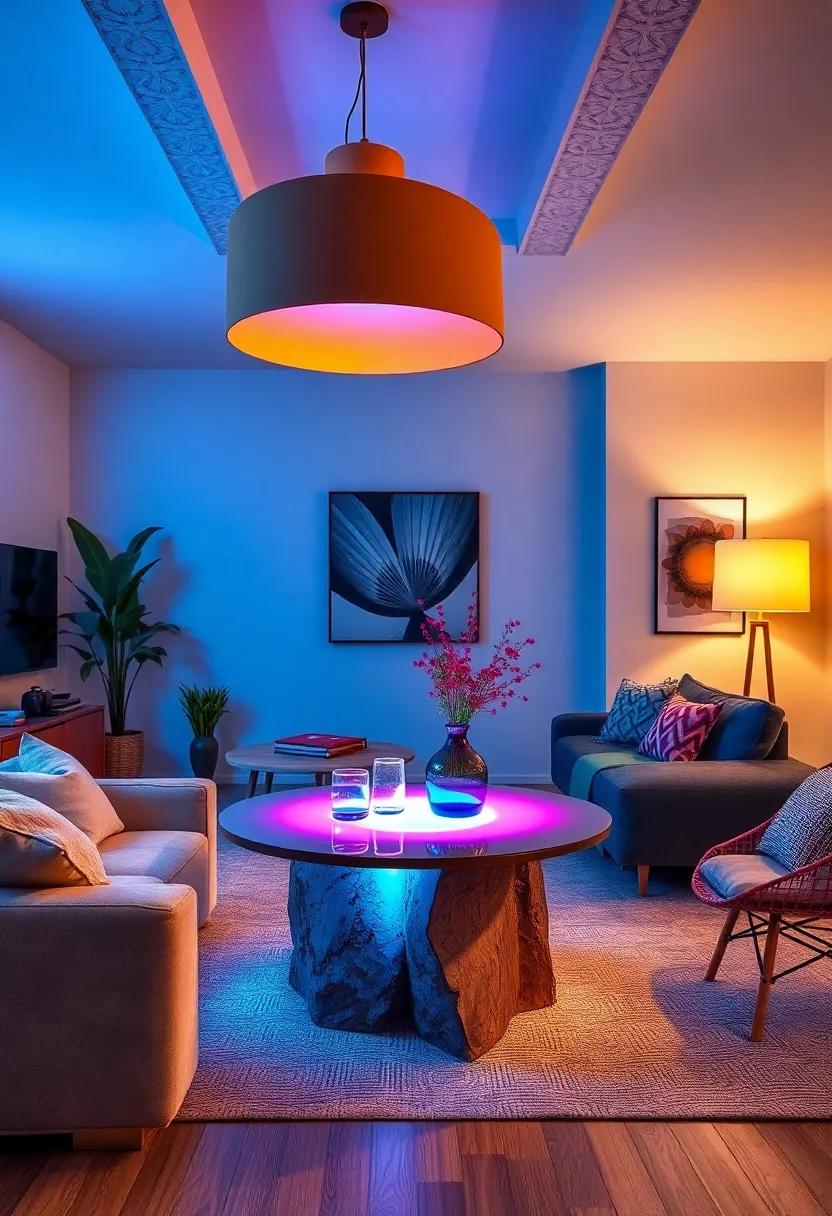 Funky ‍Table with Integrated ⁤Lighting – Choose ⁢a table with built-in LED lighting to elevate your decor,offering both a ⁣functional surface and a unique illuminated centerpiece