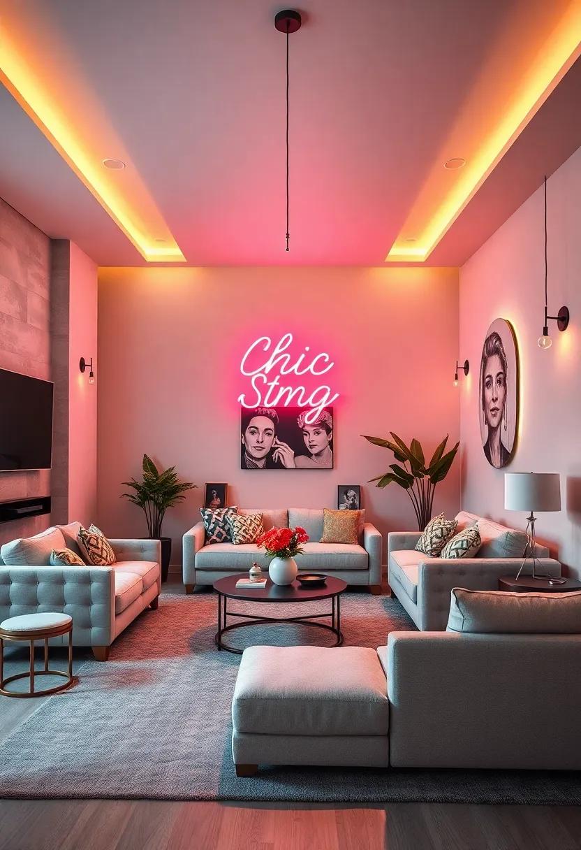Chic Neon Artwork –‌ Illuminate your walls with neon ⁤art that not only serves as decor but also lights up⁣ your room with⁣ fun, vibrant‍ energy