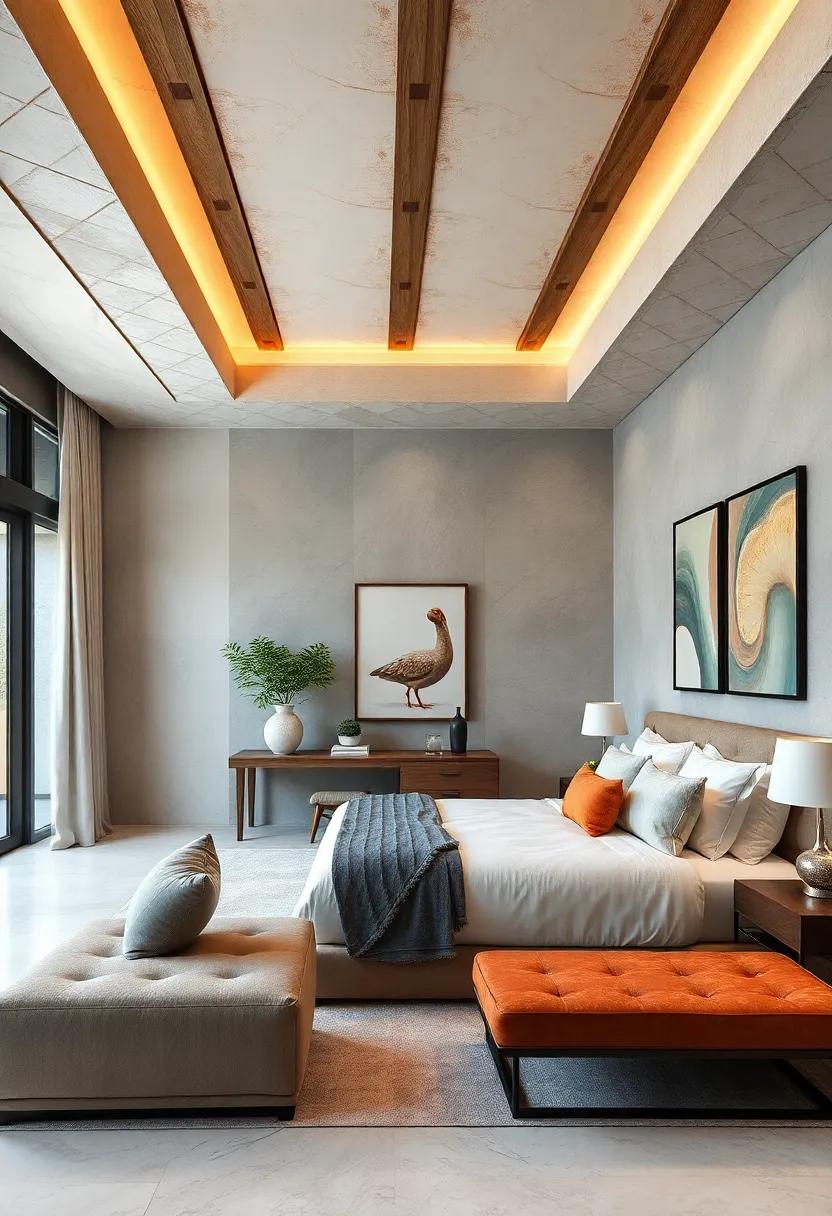 Elegant Ceiling ‍Treatments: Add visual⁤ interest to your‍ space with unique ceiling ⁢treatments, such as wooden beams ⁣or painted designs