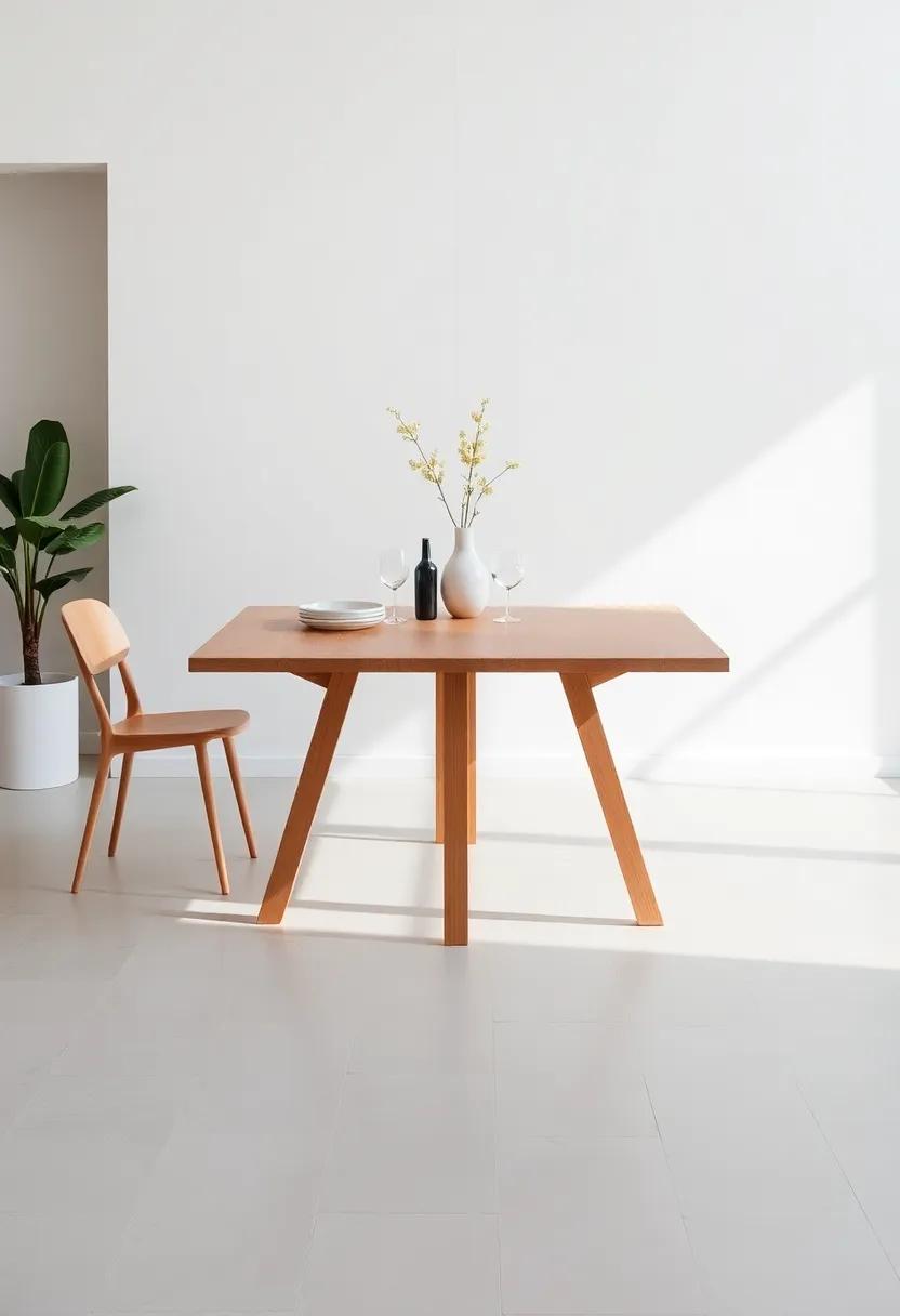 Foldable Ease: A compact, foldable dining table that expands to accommodate guests, combining practicality with stylish design for ‌smaller spaces