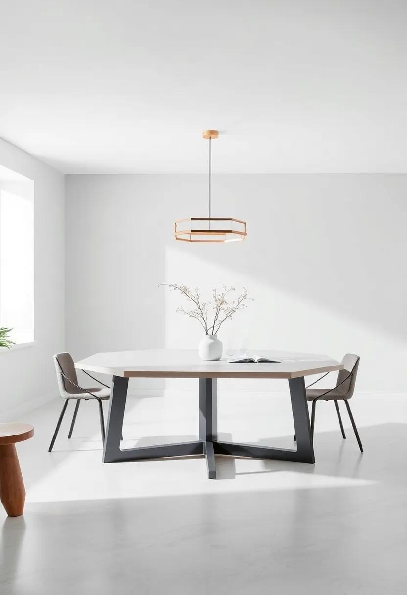 Geometric Trends: An extendable table featuring a hexagonal or octagonal‍ design that stands out, perfect for modern kitchens and dining areas that embrace unique shapes