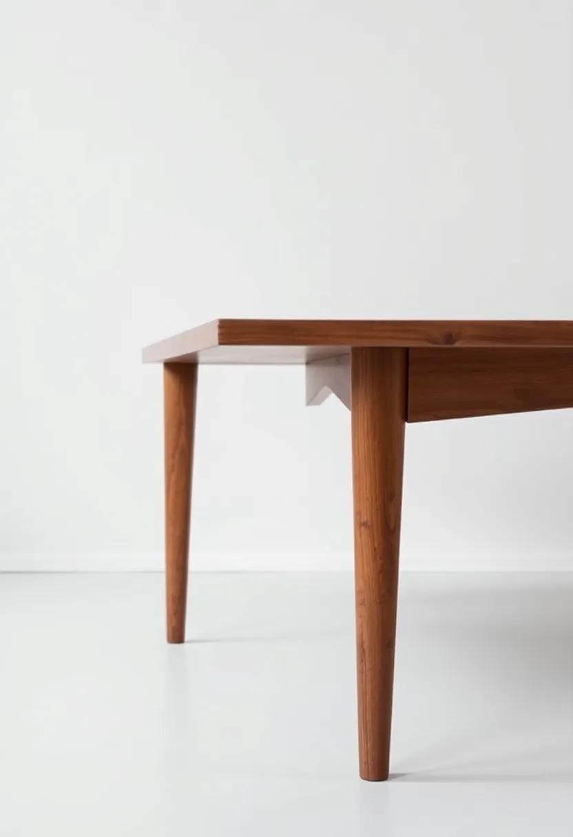 Mid-Century Modern: A walnut table with tapered legs and a stained finish, showcasing classic mid-century lines that appeal to nostalgic design⁢ lovers