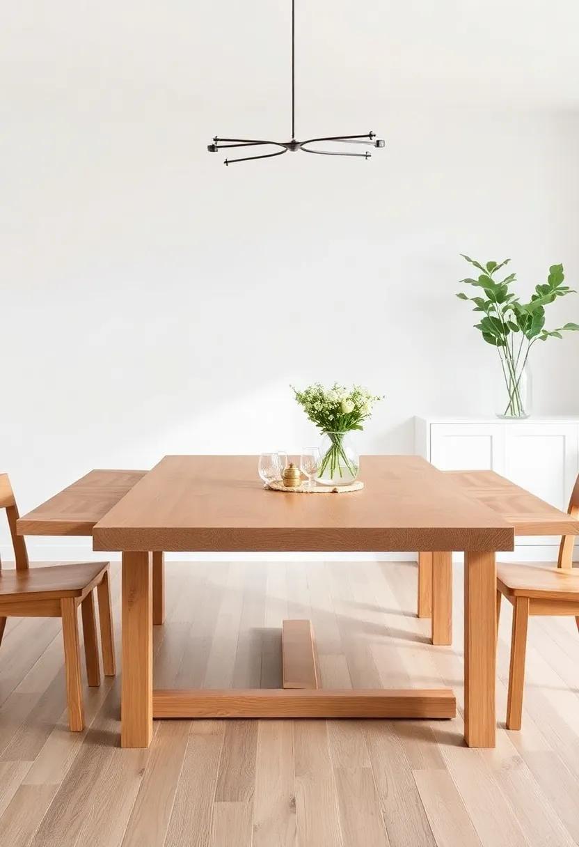 Rustic Charm: An oak wood ⁣table featuring a‍ natural finish and live edges, perfect for adding warmth to farmhouse-inspired interiors,‌ and ideal ⁤for cozy family gatherings