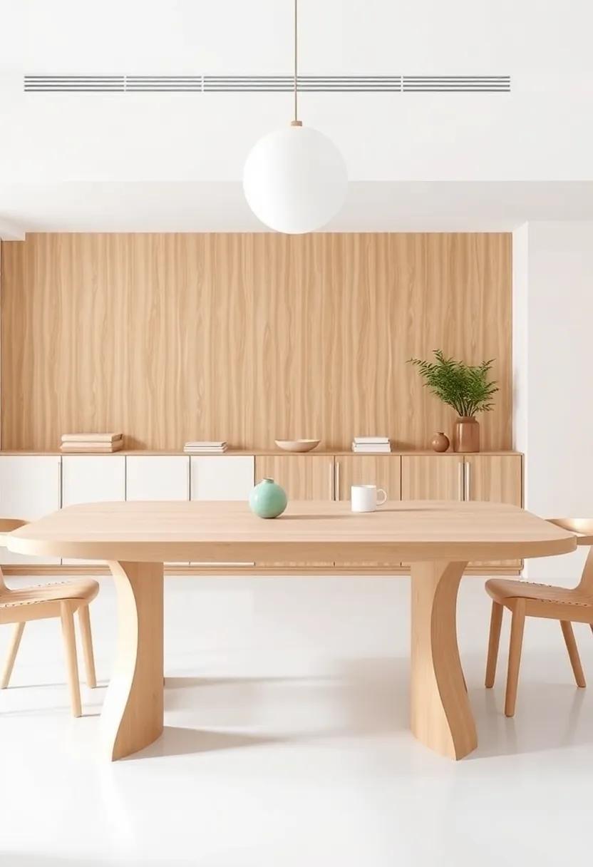 Scandinavian Elegance: A light-colored wooden table with smooth curves and simple design, promoting a sense of tranquility while fitting seamlessly into‍ any Scandinavian-style home