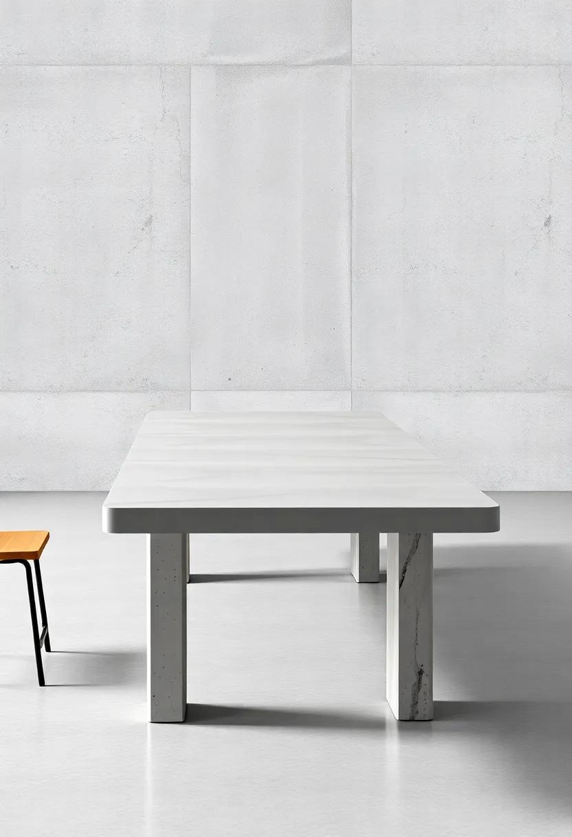 Sleek Concrete: A sturdy concrete table that combines industrial style with modern function, perfect for creating a trendy vibe in contemporary homes