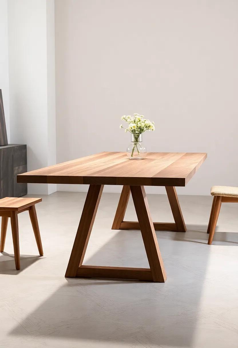 Trestle Support: An extendable trestle table crafted from sustainable materials, merging functionality with style, perfect for those who appreciate eco-friendly design