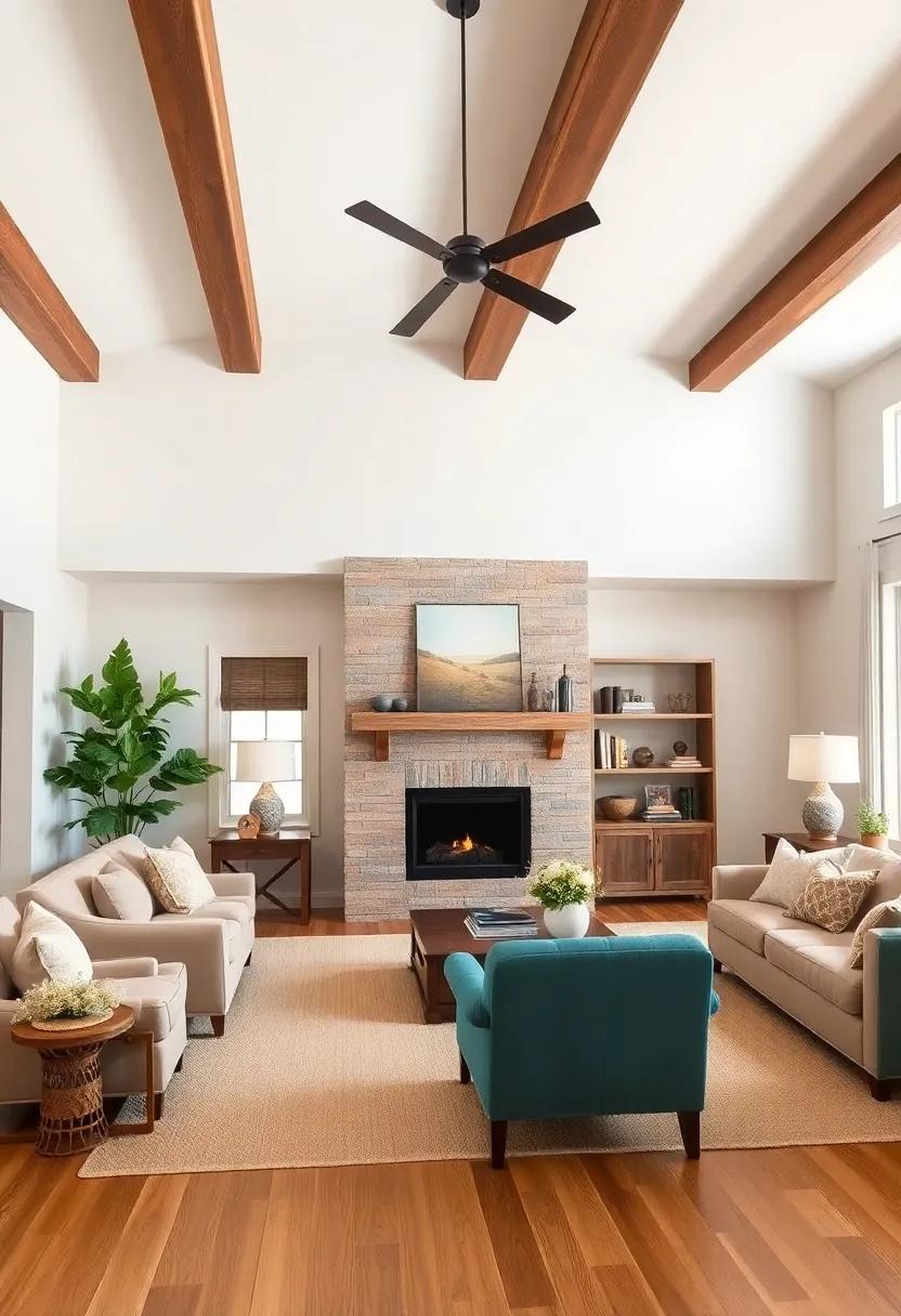 rustic‍ Wooden Beams: ‍Highlight the charm of⁤ farmhouse design by exposing wooden beams on the ceiling, adding character and warmth​ to the room
