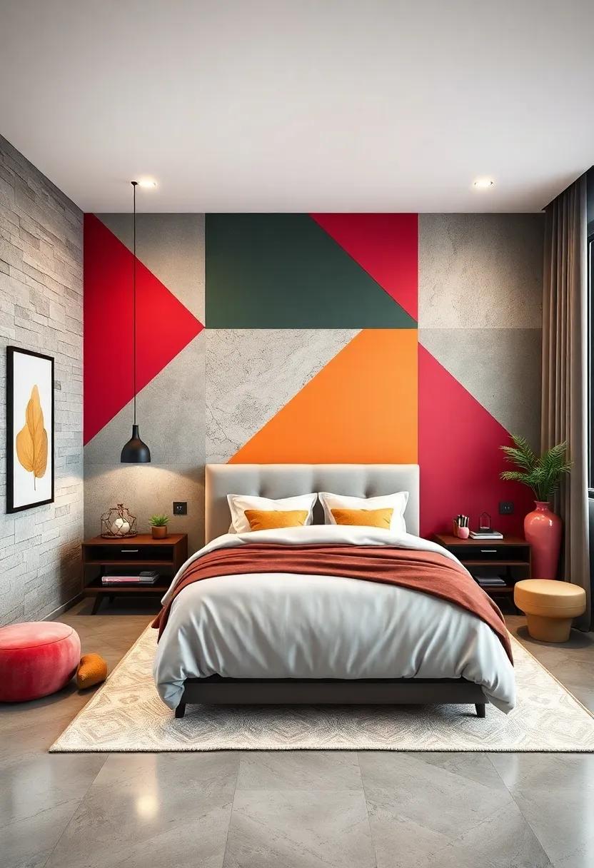 Bold⁣ Color ⁣Blocks That‌ Energize Your Bedroom Atmosphere With Geometric designs