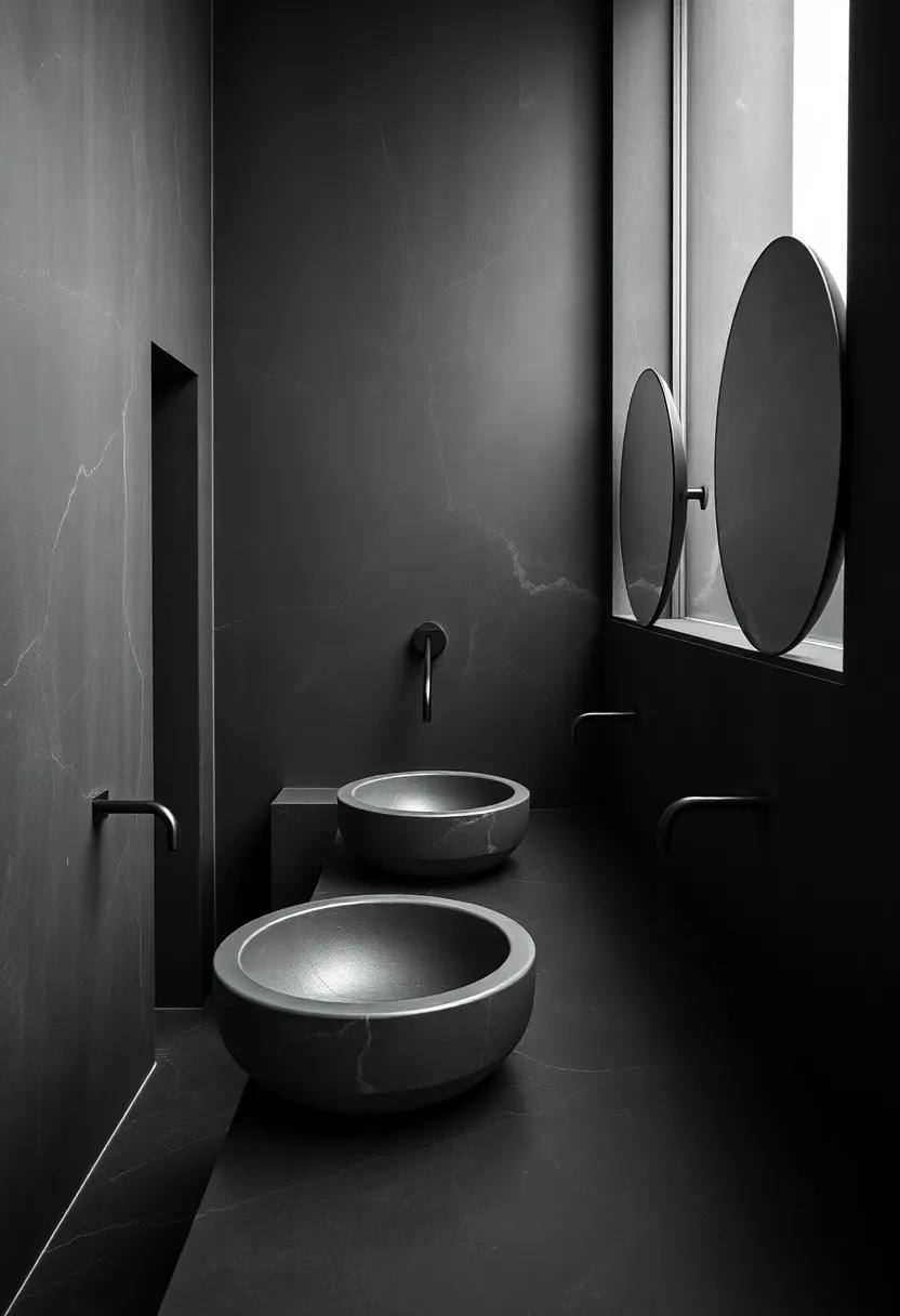 Concrete Sinks: Uniquely shaped ⁤concrete sinks in⁤ dark shades serve as sculptural elements, ⁣blending artistry with functionality