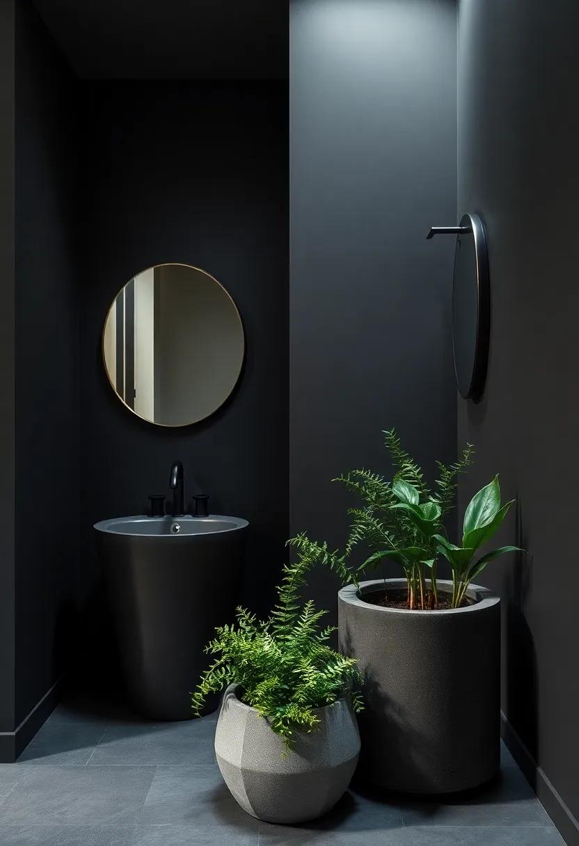 Concrete Planters: Use dark-colored or concrete planters ‌for greenery, which soften the​ space‍ and bring in a natural element⁣ against dark ⁤tones
