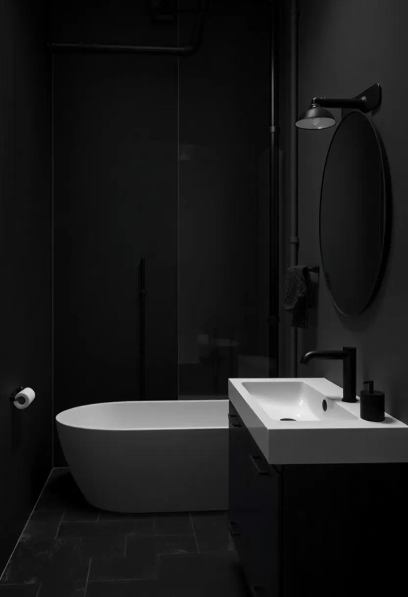 Exposed plumbing:⁣ Showcase piping and plumbing in matte black ⁢to embrace an authentic industrial vibe that blends seamlessly with a dark bathroom theme