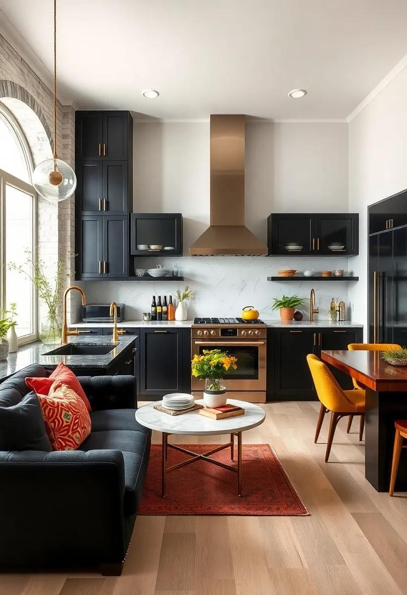 Classic Black ⁣and Gold: For ‌a luxurious ⁢feel, use sleek black cabinetry​ paired with⁤ shimmering gold ⁤fixtures, ‍perfect for a glamorous‍ culinary space
