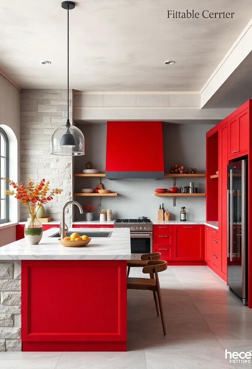 Classic ⁣Red and Soft​ Gray: Combine ‌the boldness ​of ​classic red with the soft touch ⁤of gray for a balanced kitchen that pops‍ with personality