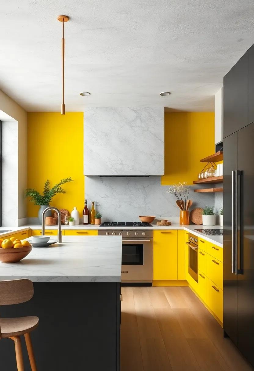 Energizing Lemon Yellow and Slate​ Gray: Brighten up your cooking space‍ with cheerful⁢ lemon⁣ yellow combined with ​sleek⁣ slate gray for a modern ⁢contrast