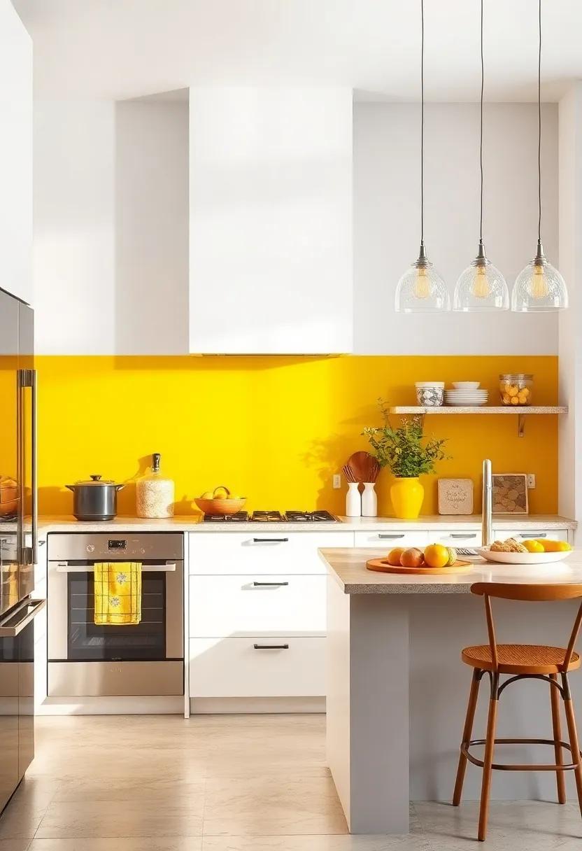 Golden ⁢Yellow and Crisp White:⁢ Elevate your kitchen with sunny golden yellow contrasts against crisp white, ‌capturing ‌joy and brightness