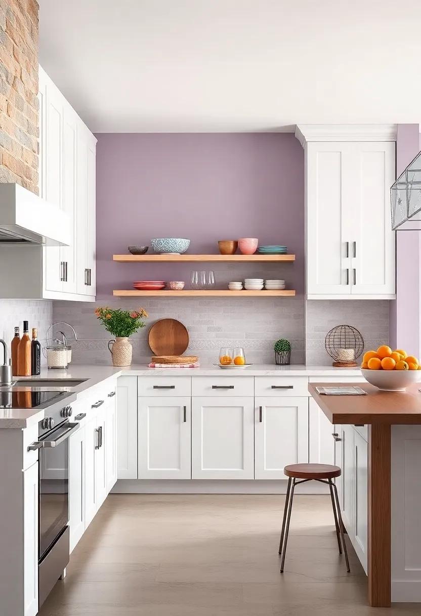 lavender Gray and Soft White: Capture a dreamy aesthetic​ with lavender gray walls paired with⁤ soft white cabinetry,providing a tranquil culinary​ retreat