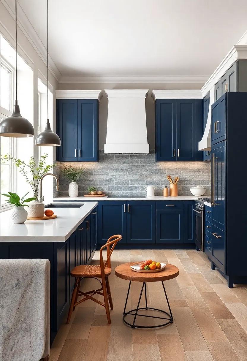 Rich‍ Indigo​ and Warm White: Invite warmth​ with rich‍ indigo cabinetry ⁢paired ‌with warm‌ white​ trim, creating a sophisticated​ yet ⁣welcoming‍ environment