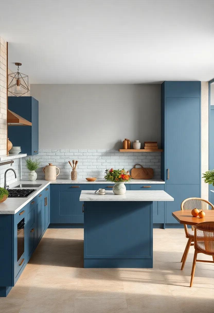 Smoky Blue ​and Warm Copper: Achieve‌ sophistication⁢ with‍ smoky blue tones ⁣enhanced​ by ⁤warm copper ⁣accents, perfect for modern kitchens with character