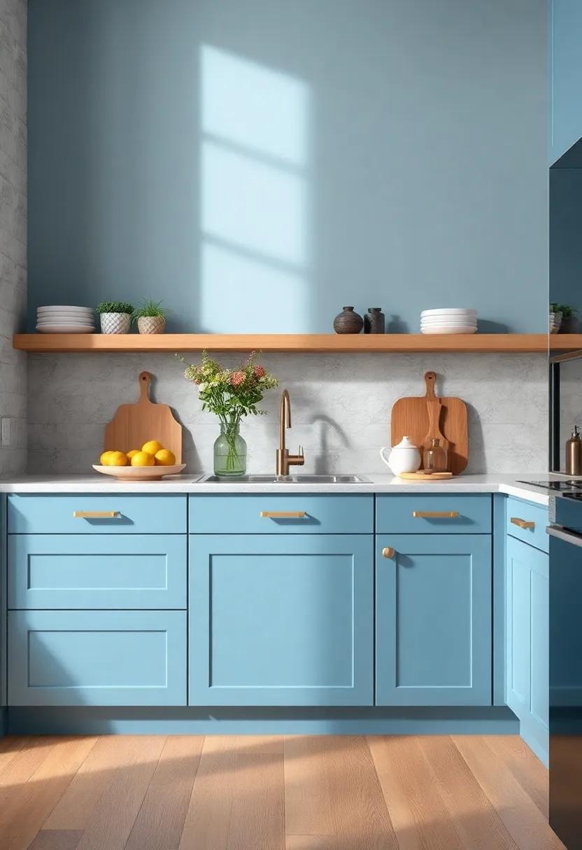 Soft⁤ Blue and ​Natural Wood: ⁤Create​ a peaceful ‌backdrop with soft blue hues alongside natural wood elements, giving your⁣ kitchen a grounded feel