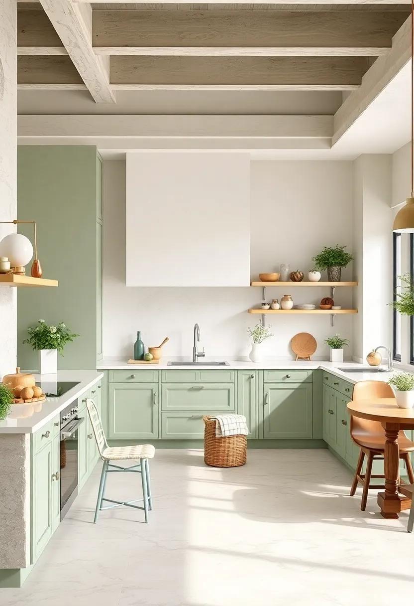 Soft Sage Green and Cream: Embrace tranquility with a soothing​ sage green complemented ‍by warm cream tones, creating a⁢ serene culinary haven