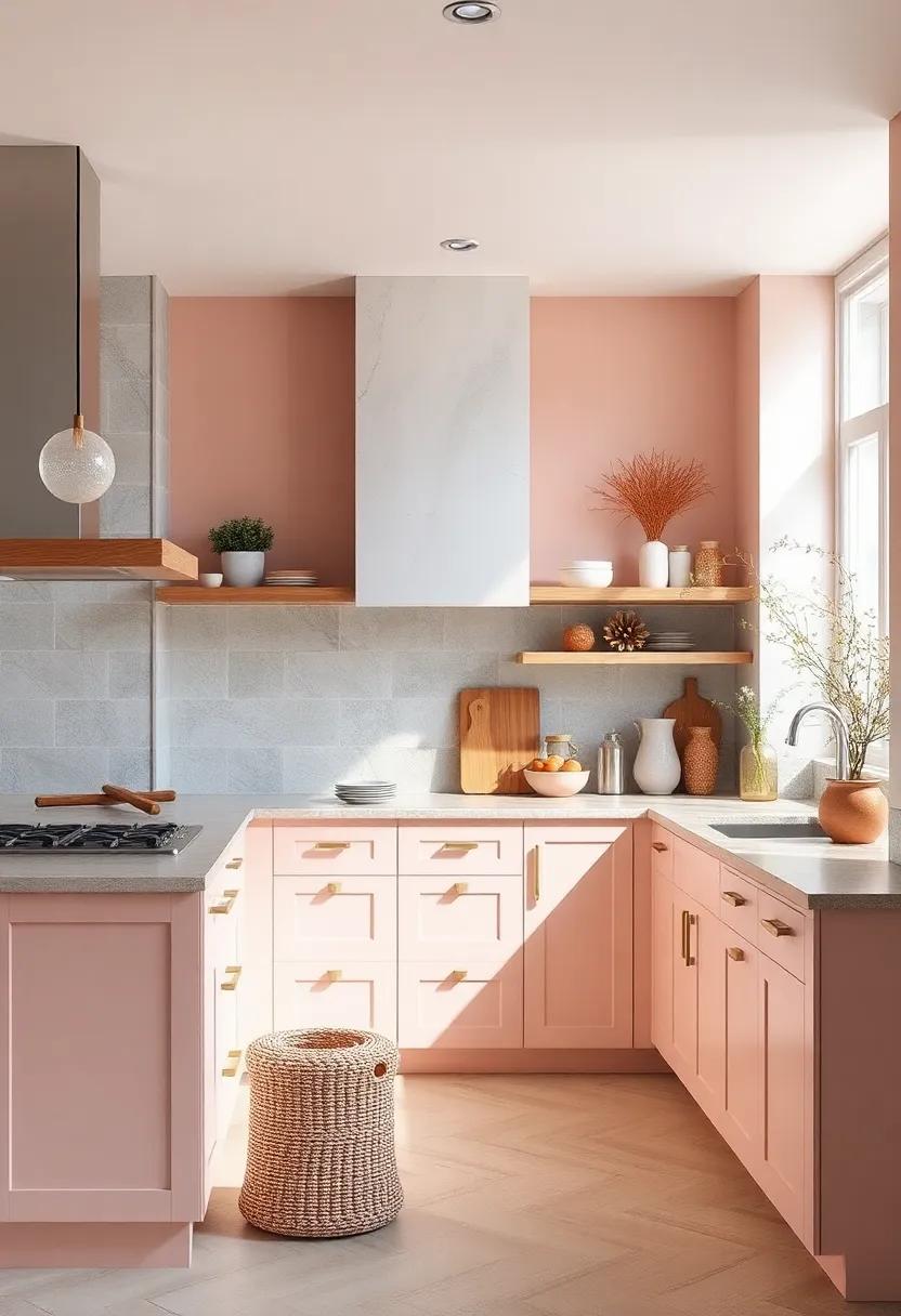 Subtle⁢ Blush Pink and Gray: Add a ​touch ​of modern elegance ⁤with subtle ​blush pink​ paired ⁣with soft gray, transforming your kitchen into a chic retreat