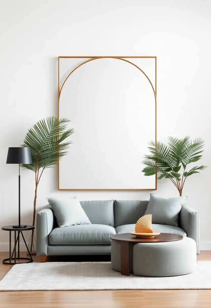 Statement Mirrors: Utilize oversized mirrors not only as art but also as a​ functional ⁤piece⁣ that reflects light and adds depth to your space