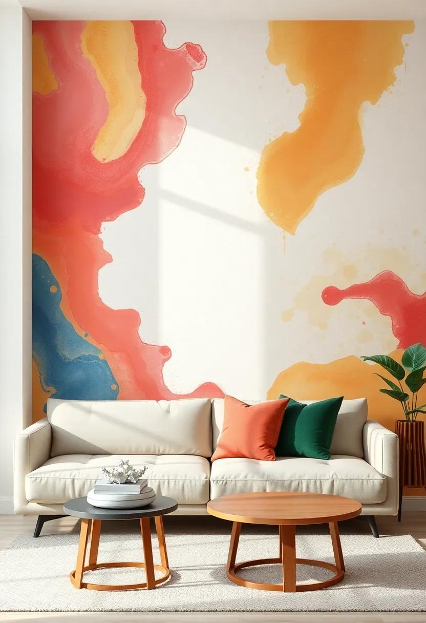 Abstract Wall Murals:​ Transform ⁤an entire wall with a vibrant abstract mural that infuses personality ​and flair into your​ living area