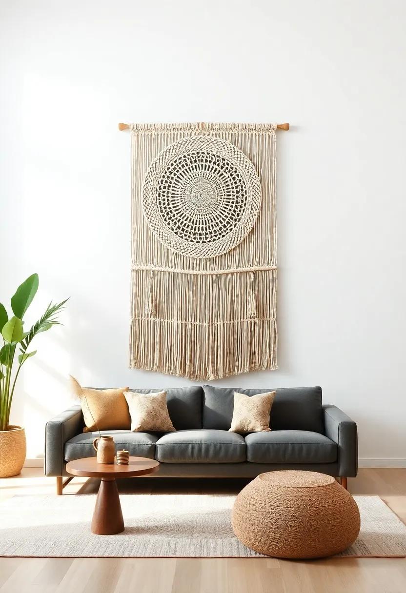 Large Textile Art: Hang oversized woven pieces or macramé designs to introduce ​warmth and texture,enhancing ​the cozy atmosphere of your living area