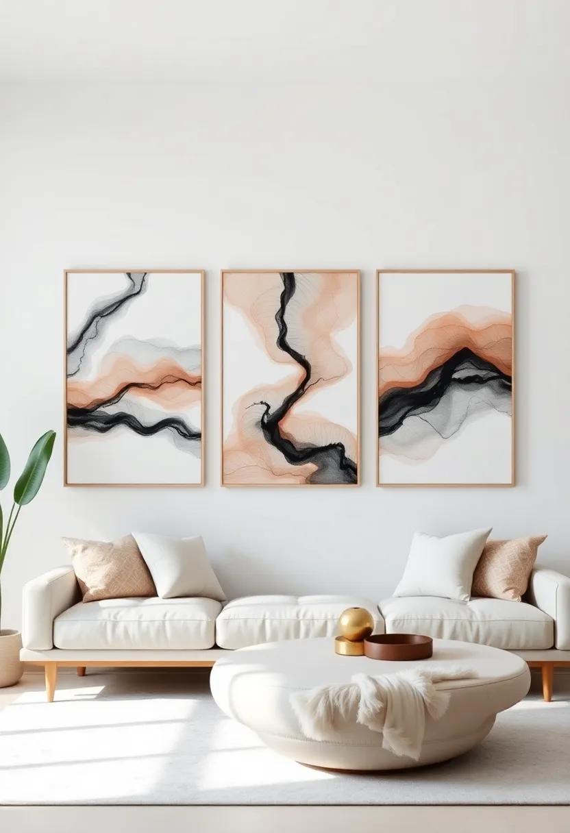 Triptych Art: ⁣Opt for a ⁣triptych design where three‍ pieces of art connect visually ⁢or thematically, creating ‍a ​dynamic ⁣focal⁣ point