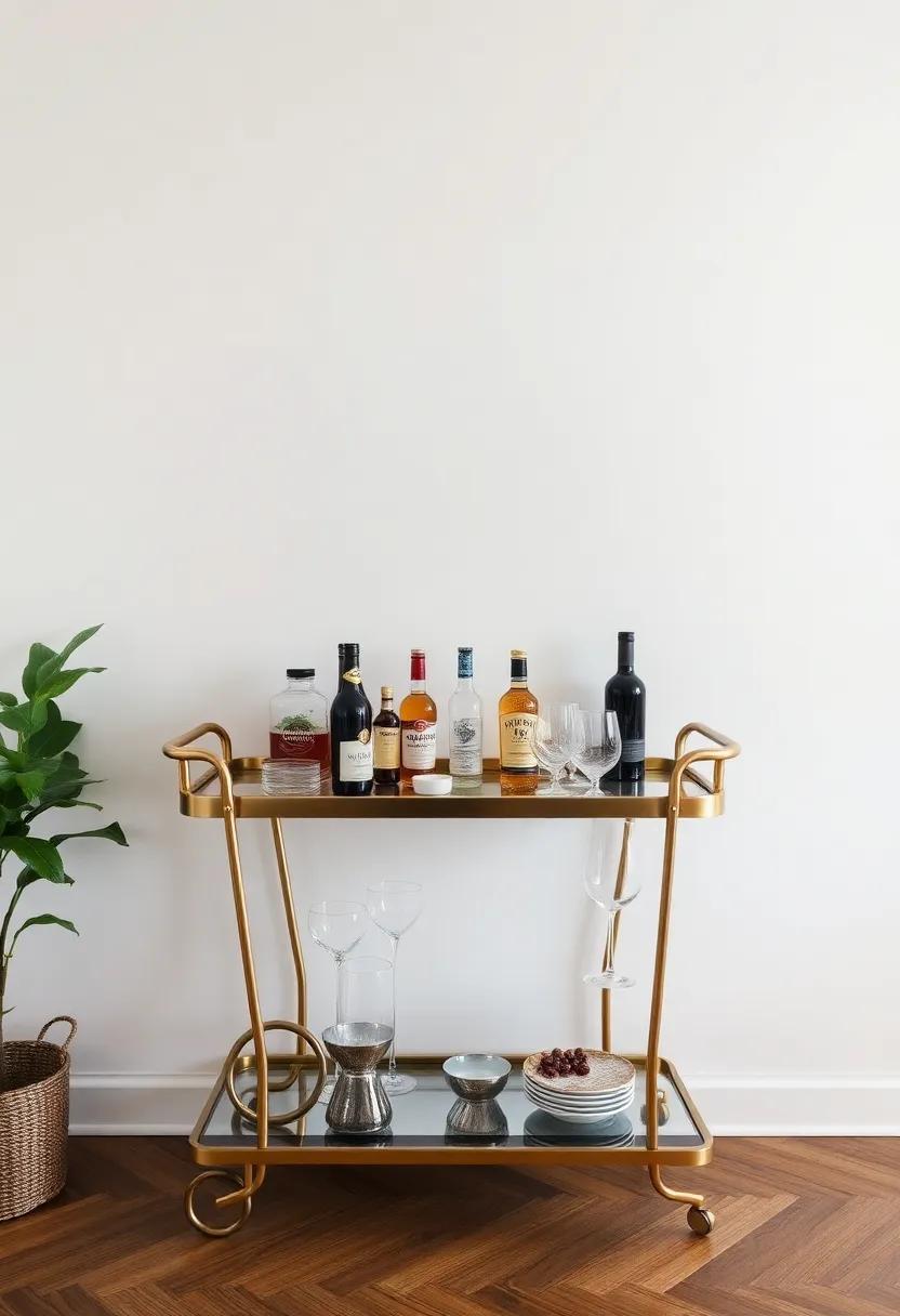 Elegant Bar Cart:​ Add ⁢a stylish bar cart stocked with your favorite spirits and ‍glassware for entertaining, blending functionality and beauty into your dining space
