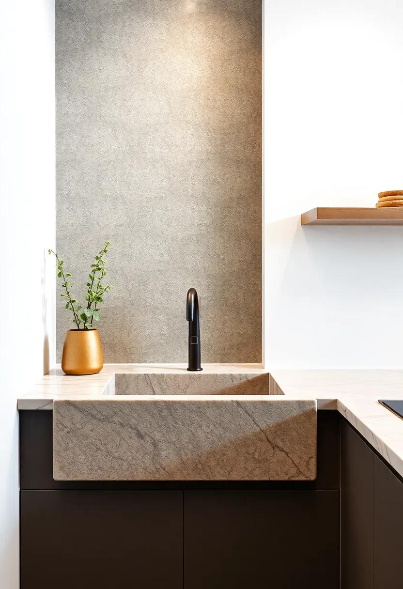 Natural Stone ‍Sink: Opt for a natural stone sink to provide durability while adding ​an earthy elegance that complements a⁢ modern kitchen aesthetic